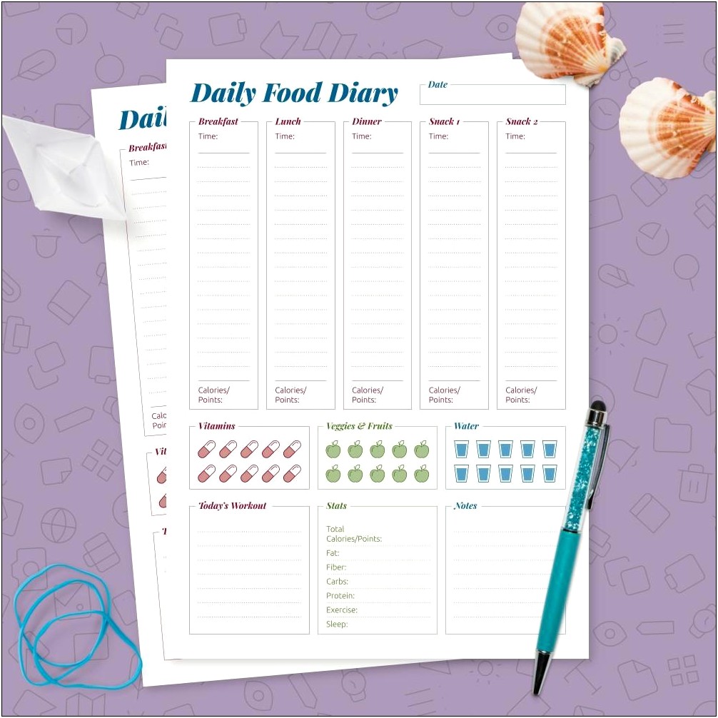 Slimming World Food Diary Template Download