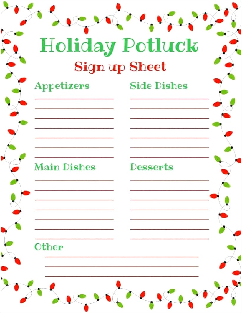 Snack Sign Up Sheet Template Word