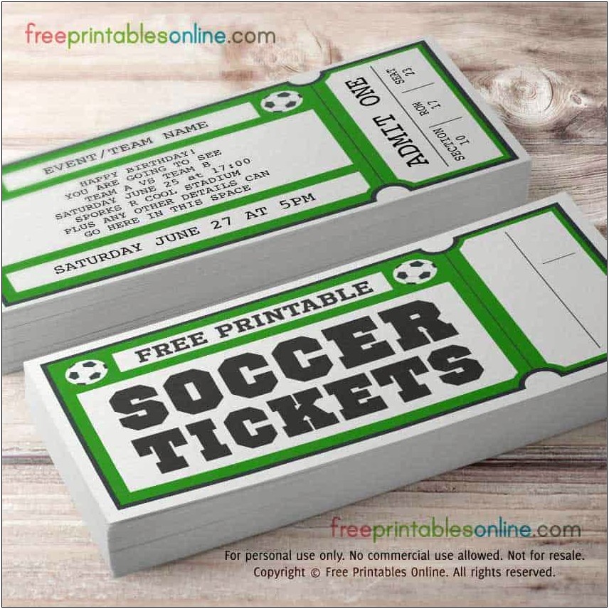 Soccer Ticket Invitation Template Free Download