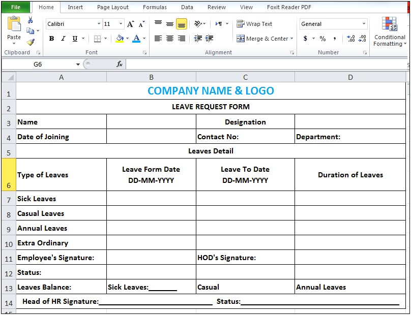 Staff Leave Record Template Free Download