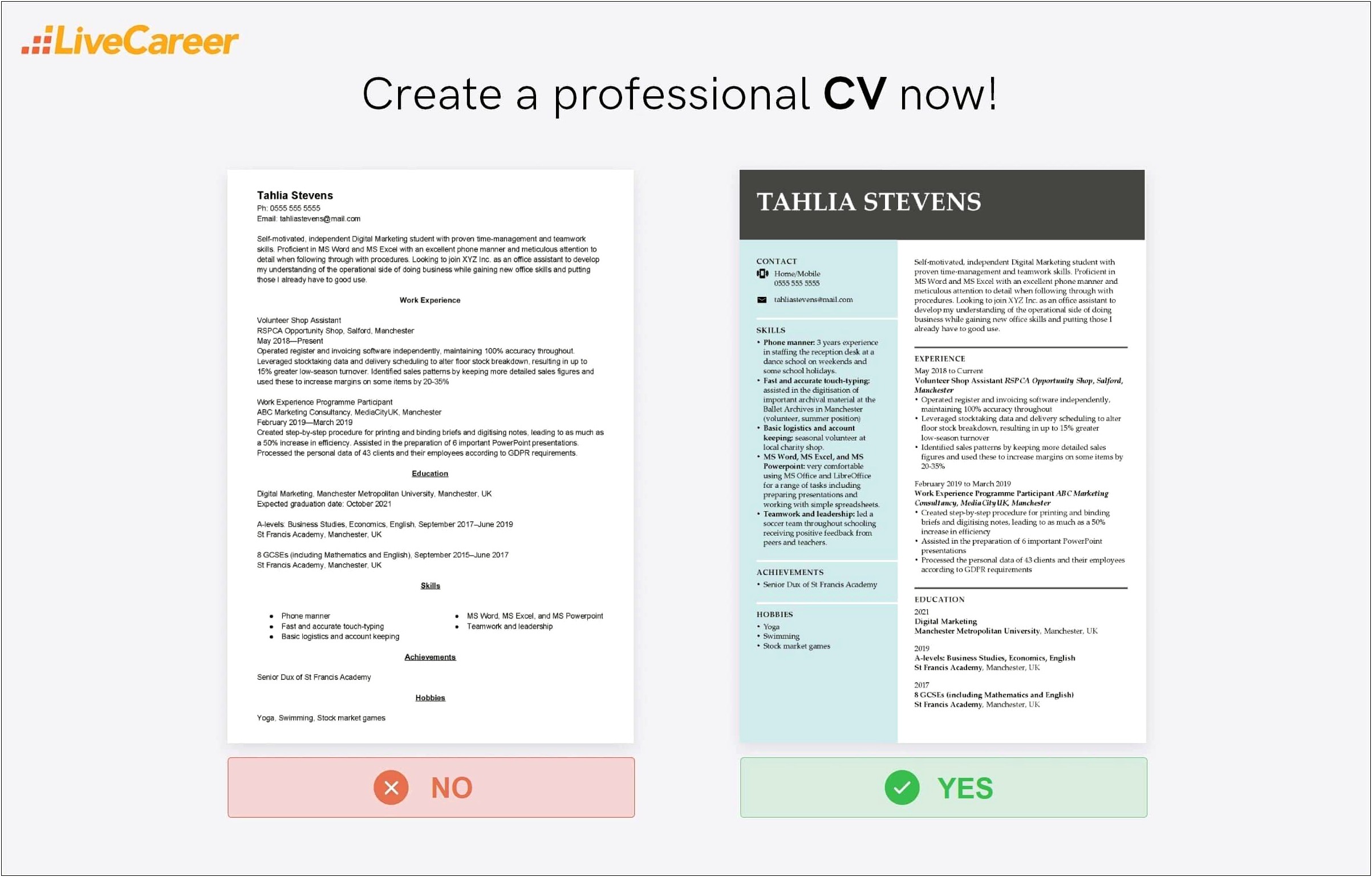 Student Cv Template For First Job Download