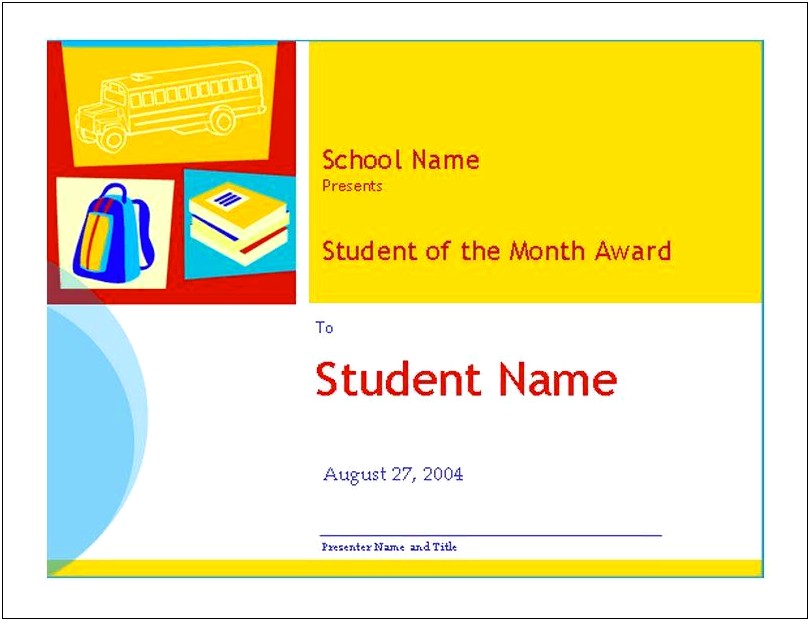 Student Of The Month Template Word