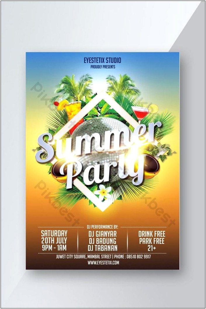 Summer Cocktail Party Psd Flyer Template Download