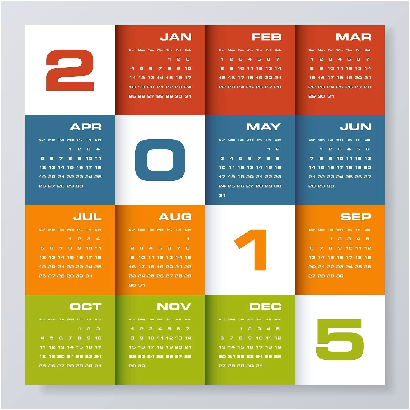 Table Calendar 2015 Template Free Download