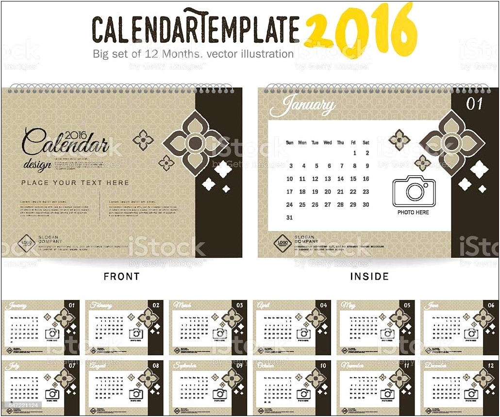 Table Calendar 2016 Template Free Download