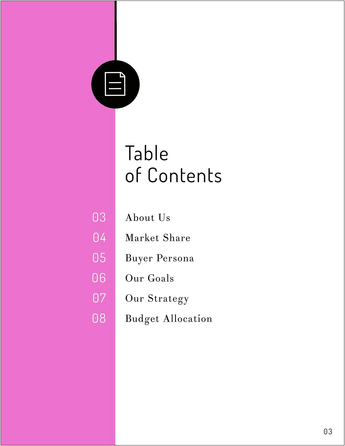 Table Of Contents Download Doc Template