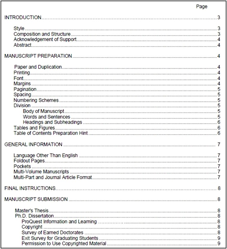 Table Of Contents Template Word 2003