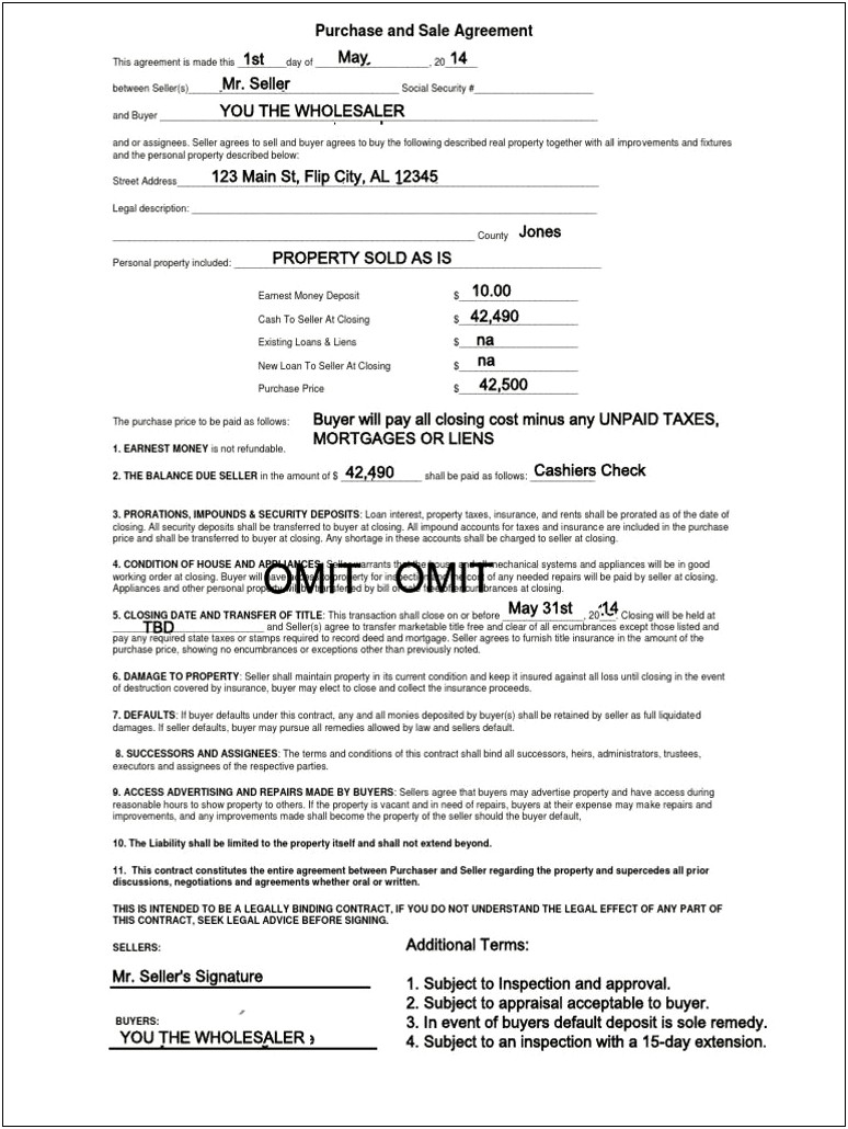 Template Florida Wholesale Contract Free Download