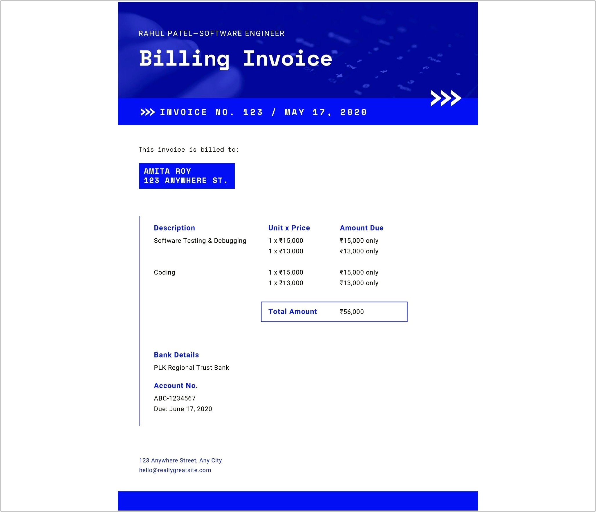 Template For Billing Invoice Word Download
