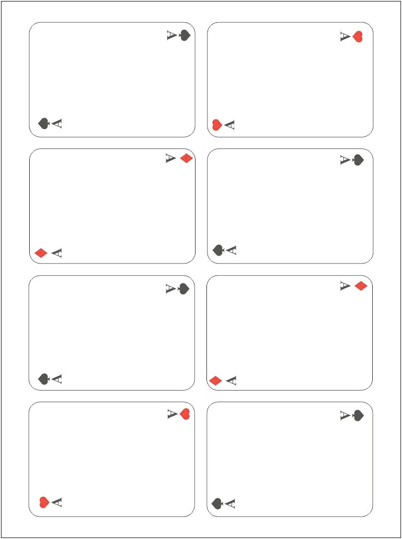 Template For Playing Cards In Word