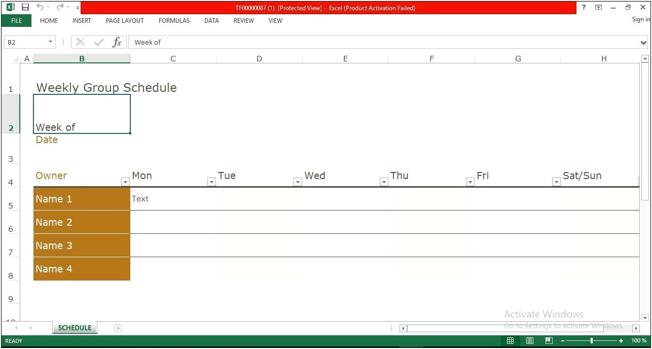 Templates For Schedule Excel Free Download