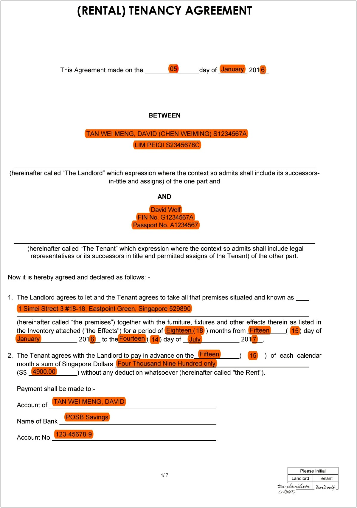 Tenancy Agreement Template Word Document Singapore