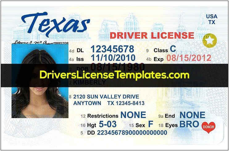 Texas Temp Drivers License Template Download