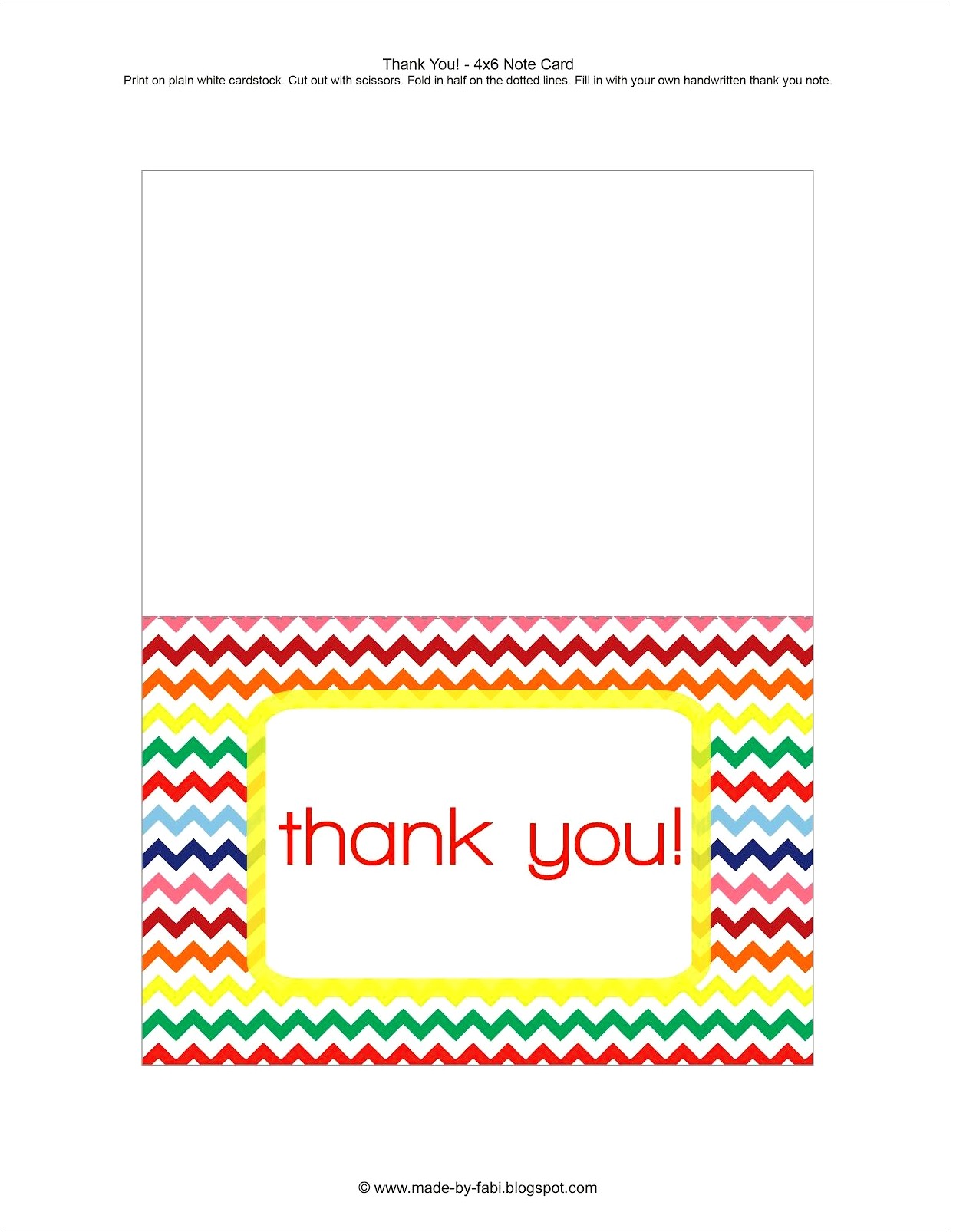 Thank You Card Template Word Half Fold