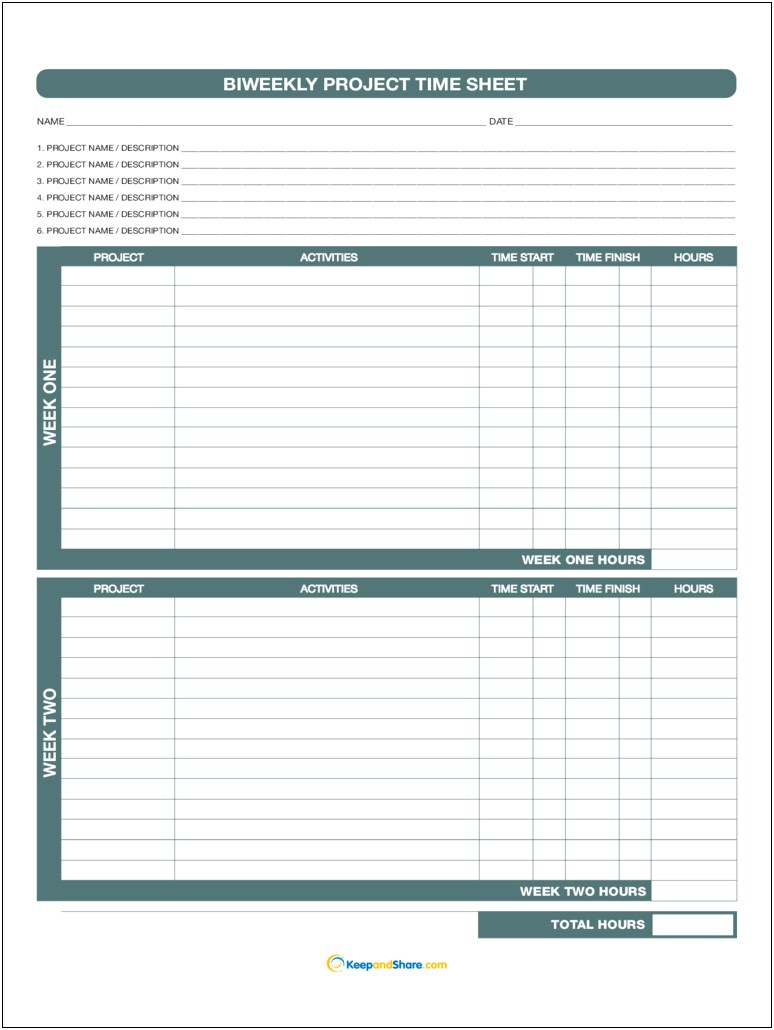 Timesheet For Employees Template Download Free