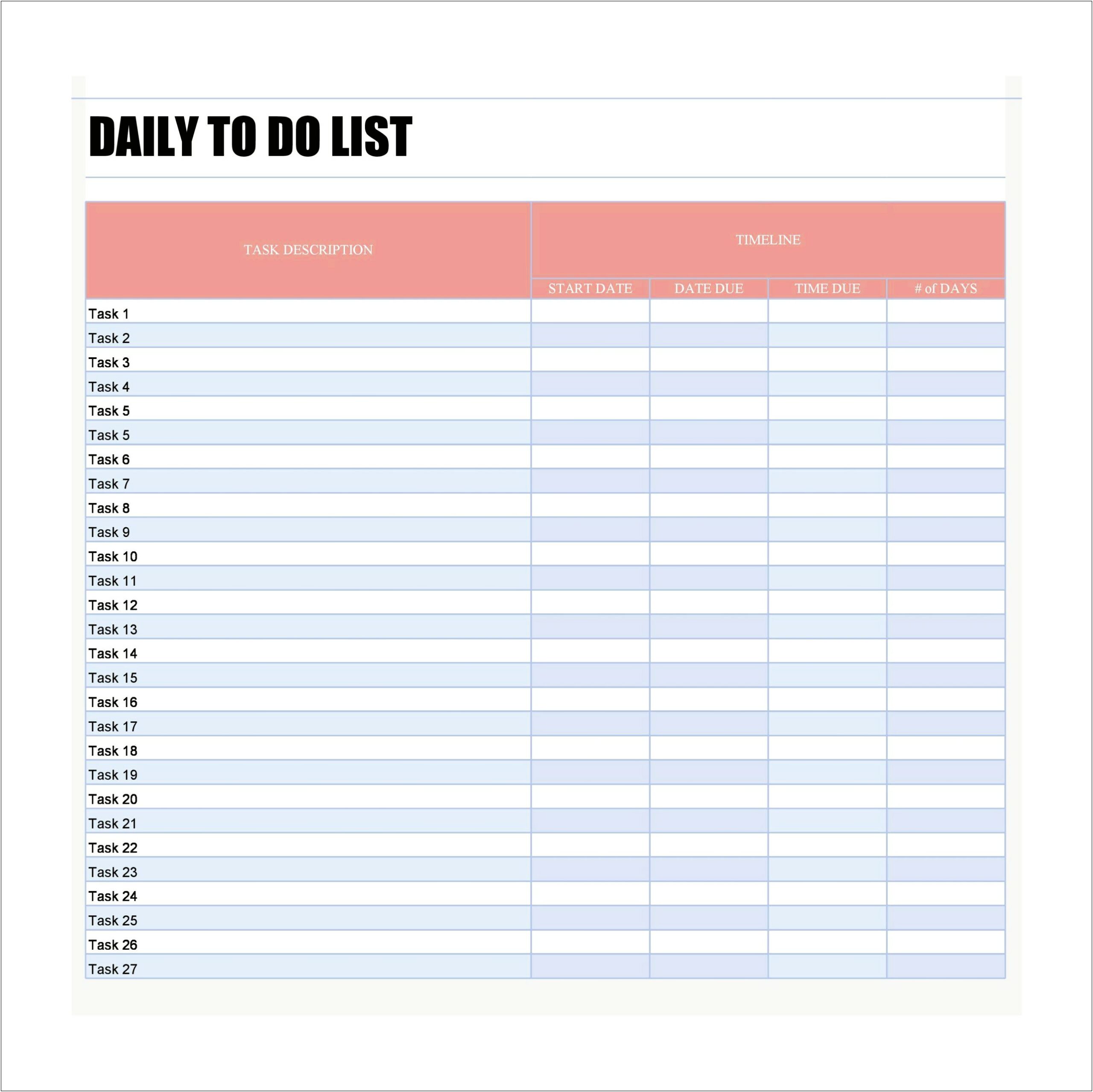 To Do List Template Word 2013