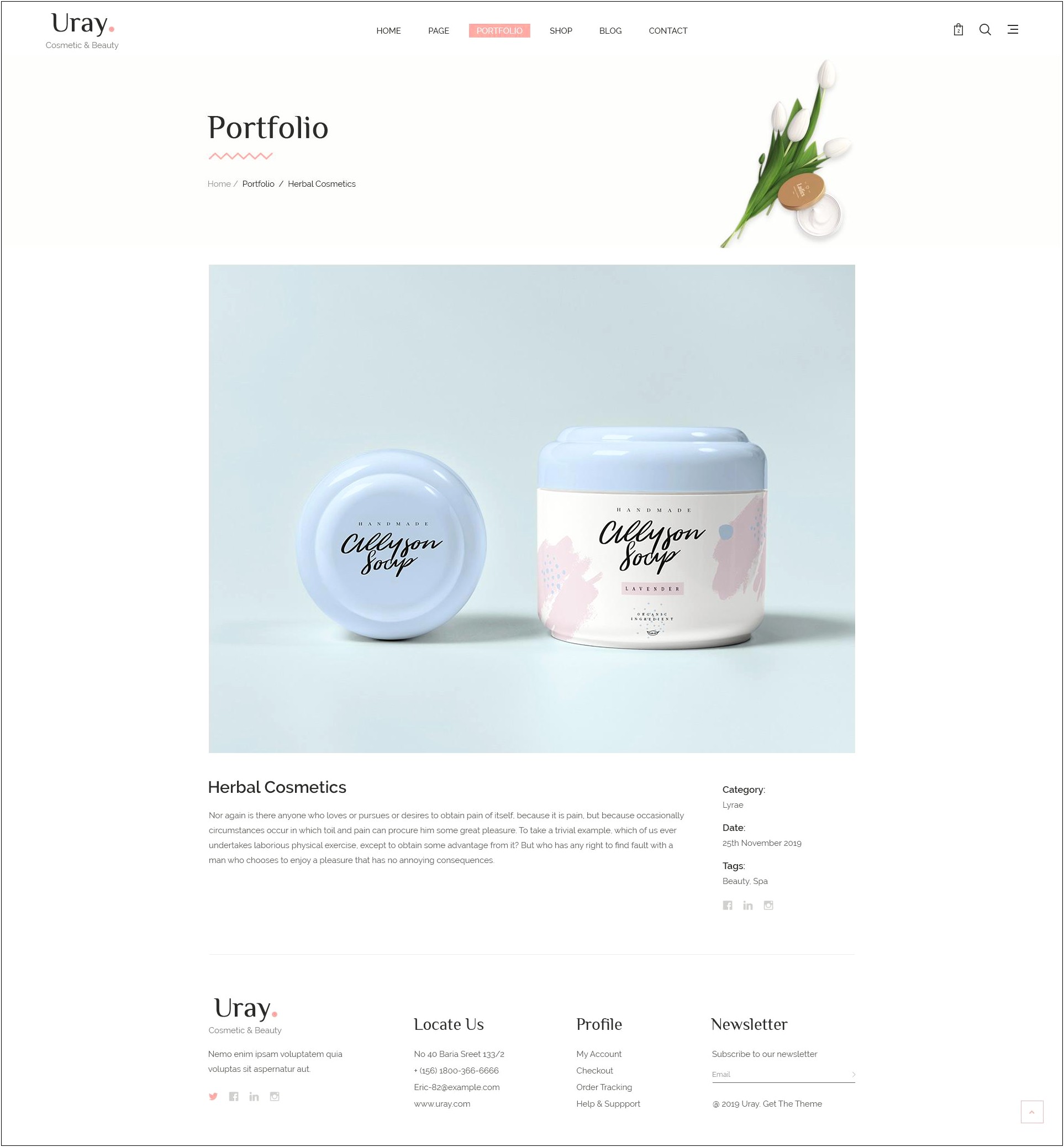 Uray Cosmetic & Beauty Shop Psd Template Download