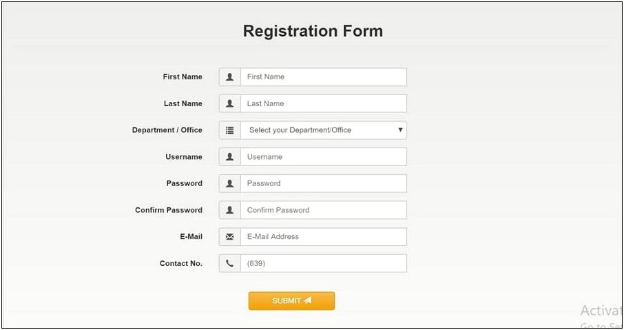 User Registration Form Template Free Download