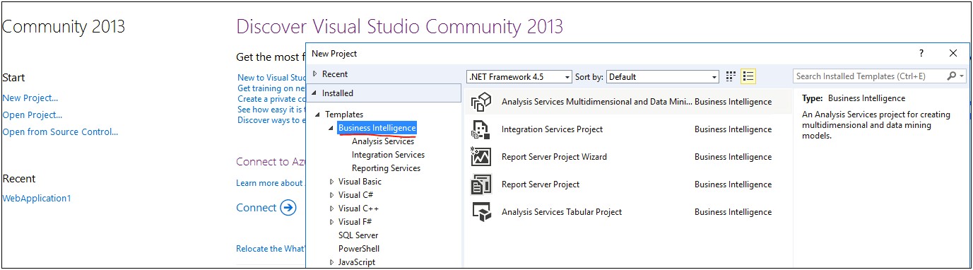 Visual Studio 2013 Business Intelligence Templates Download