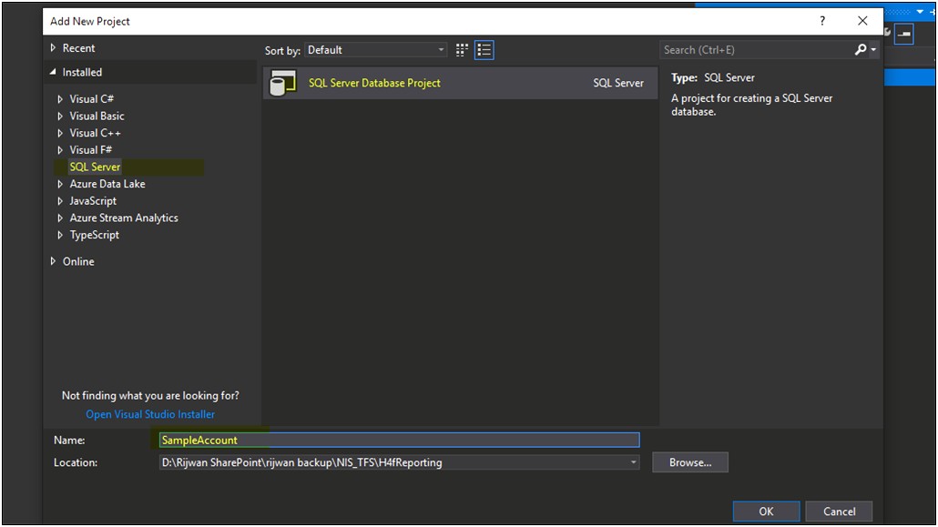 Visual Studio Database Project Template Download