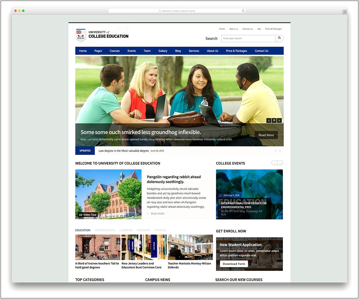 Web Template Free Download For College