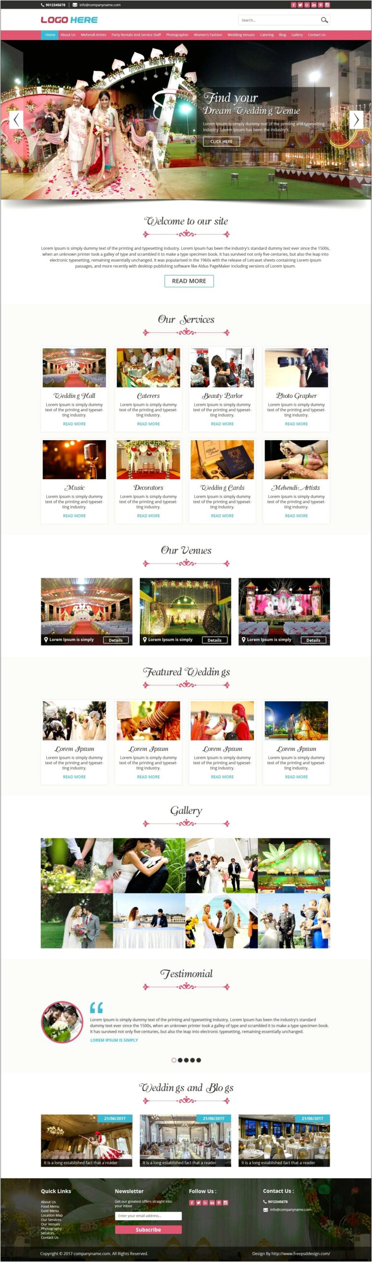 Wedding Planner Bootstrap Template Free Download