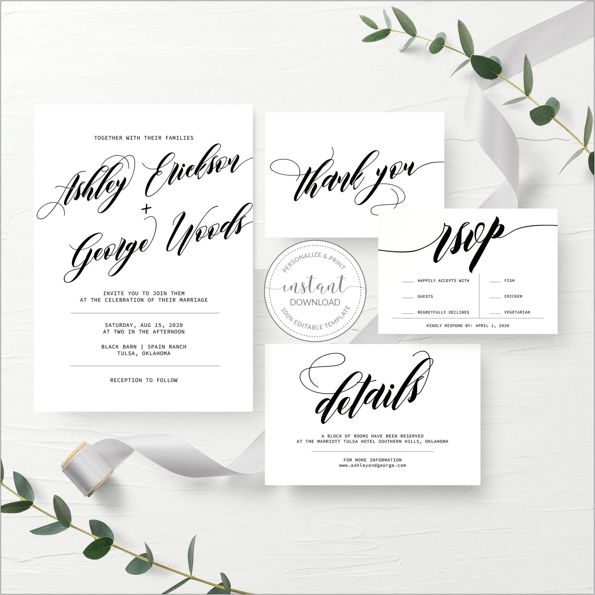 Wedding Program Template Download Folded Long Calligraphy