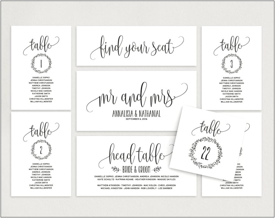 Wedding Table Seating Template Free Download