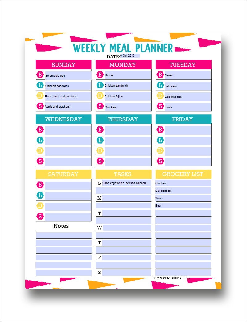 Weekly Food Planner Online Template Download