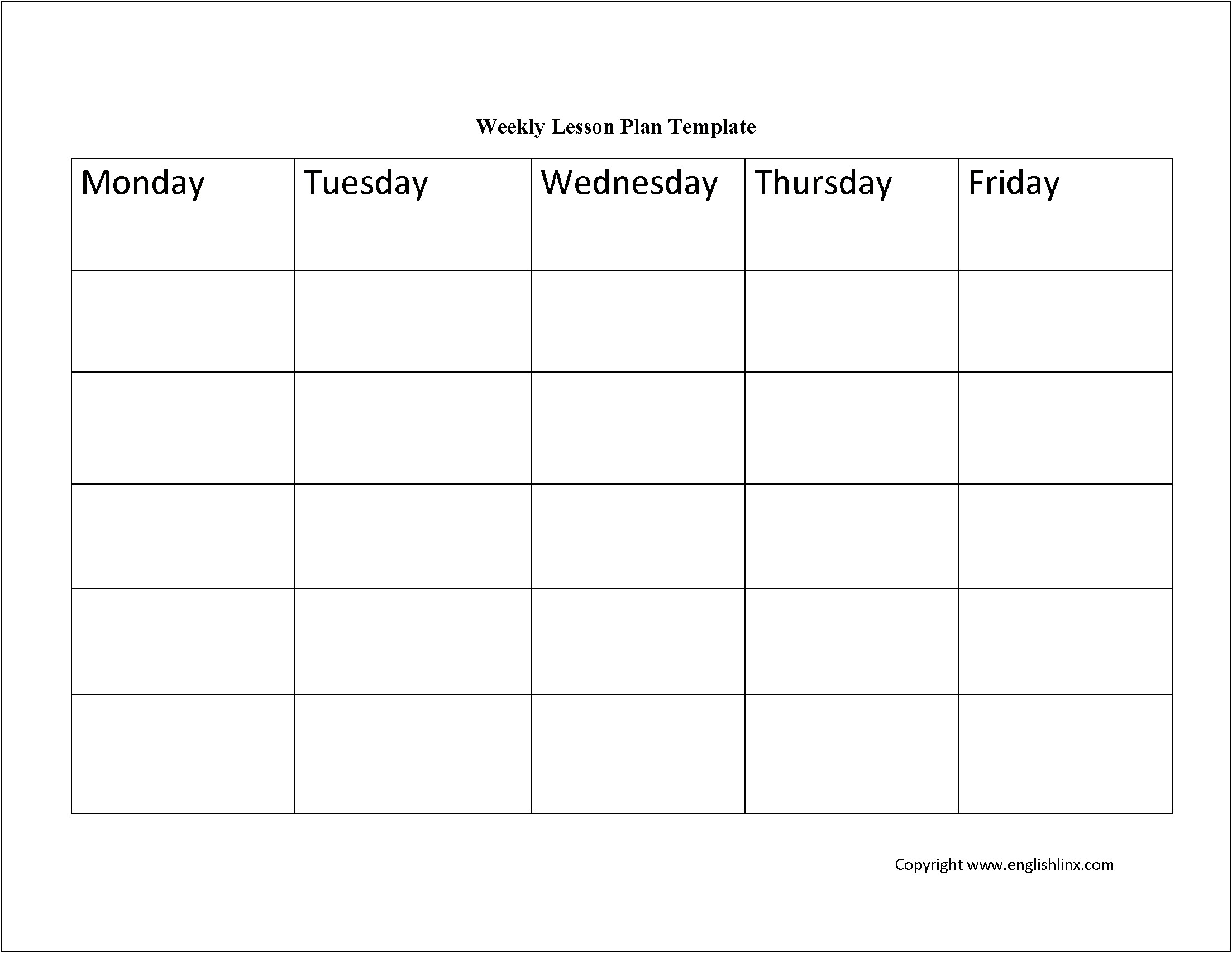 Weekly Lesson Plan Template Word Document