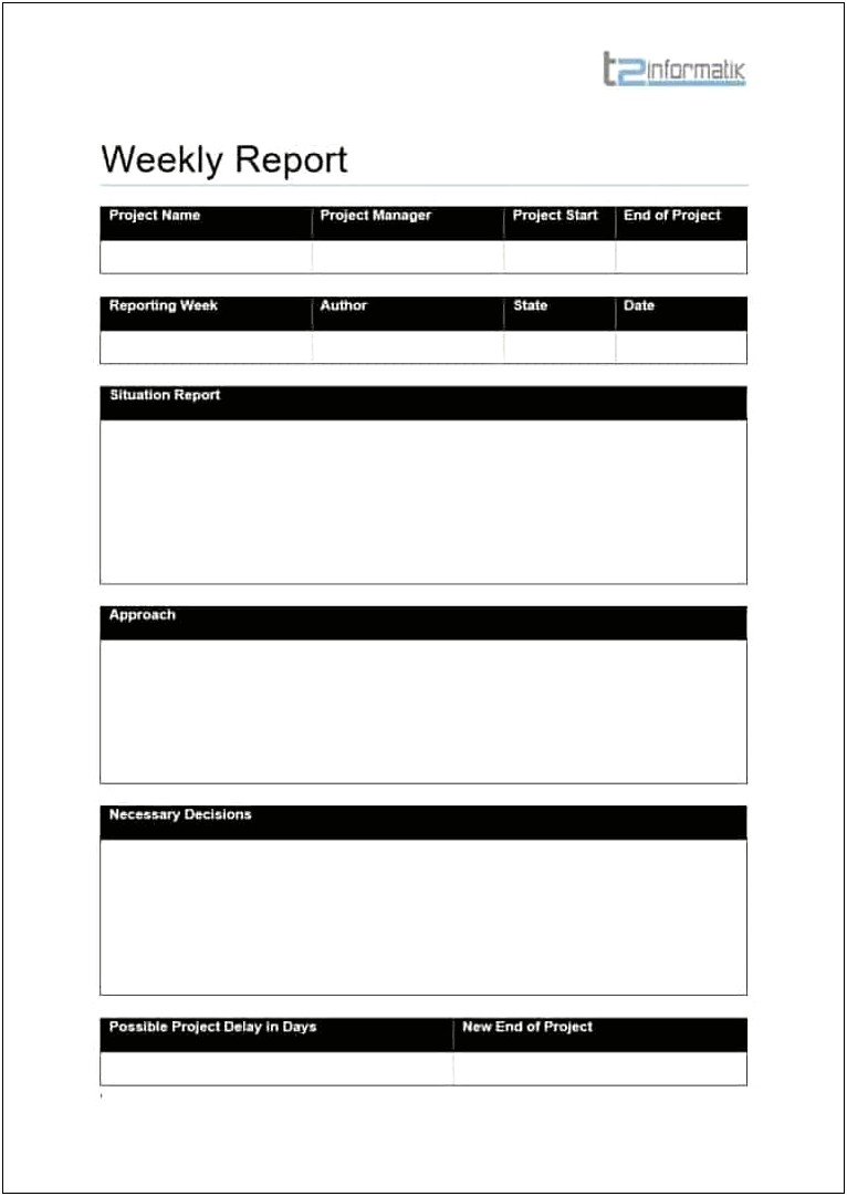 Weekly Project Status Report Template Download
