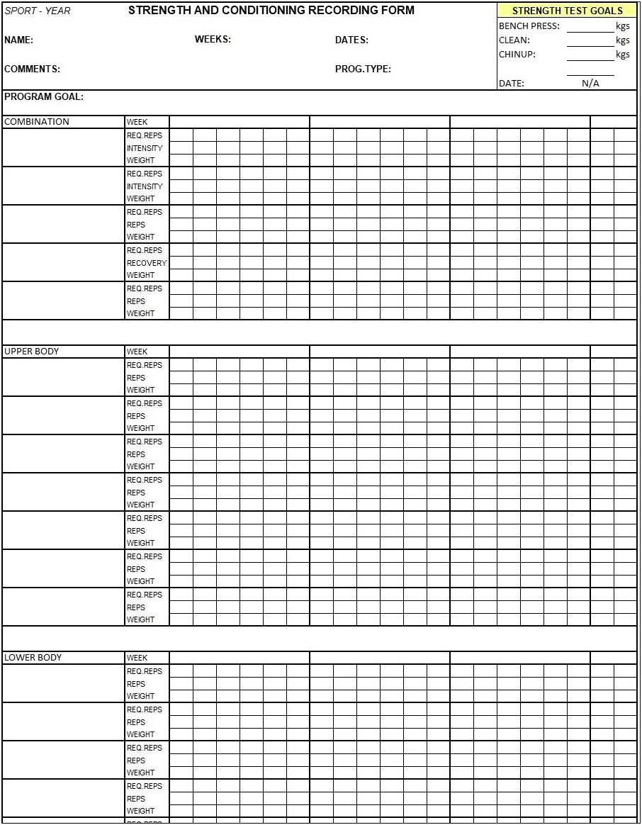 Weight Lifting Workout Empty Template Download