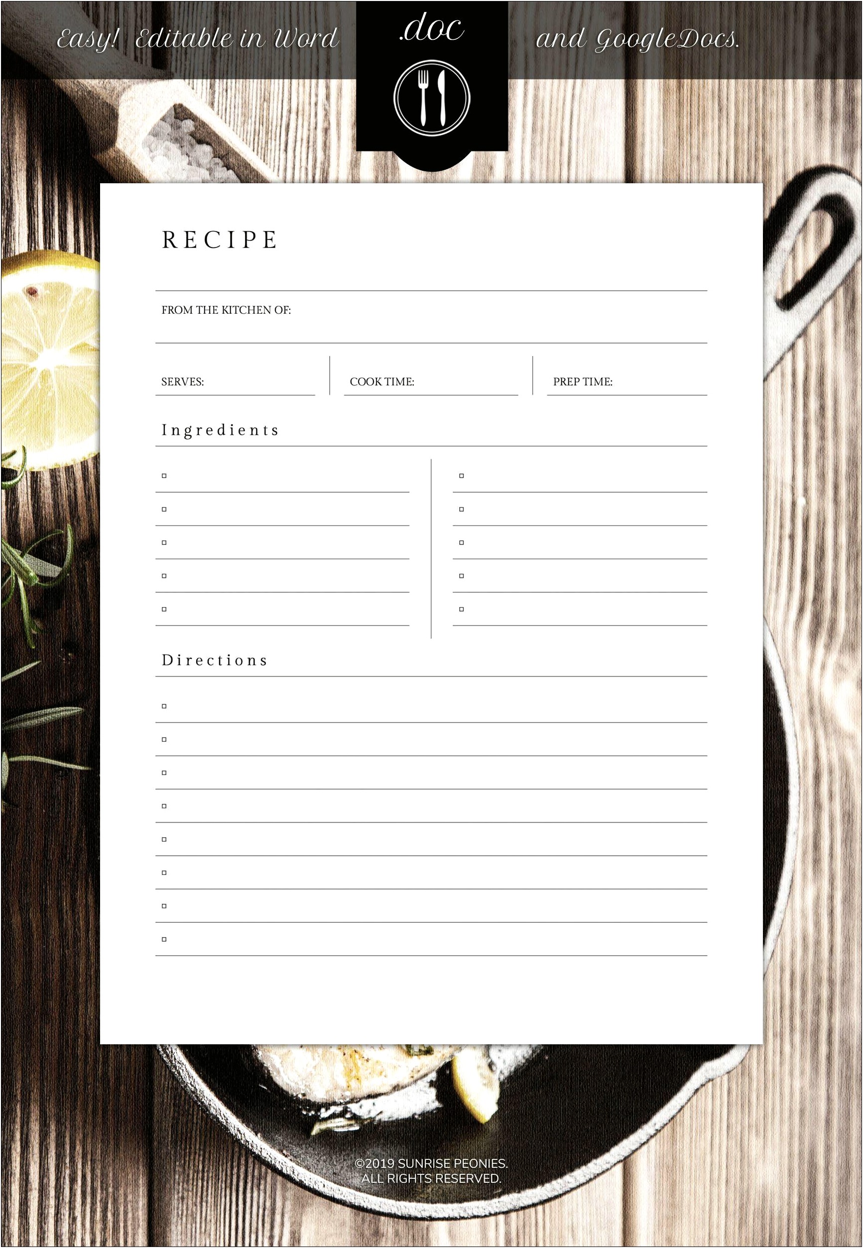Word Document Recipe Template For Word
