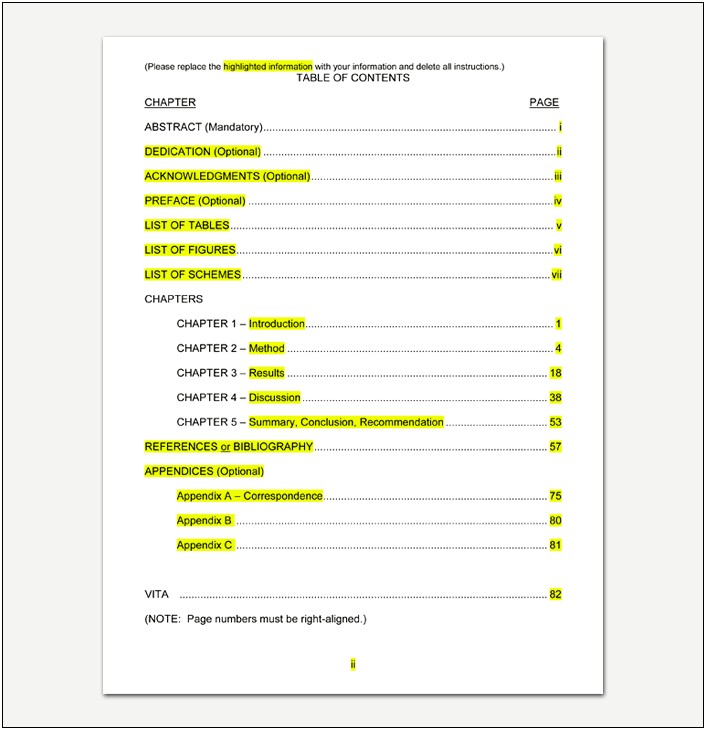 Word Document With Table Of Contents Template