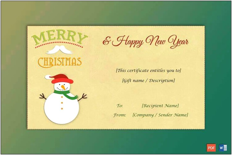 Word Template For A Gift Certificate
