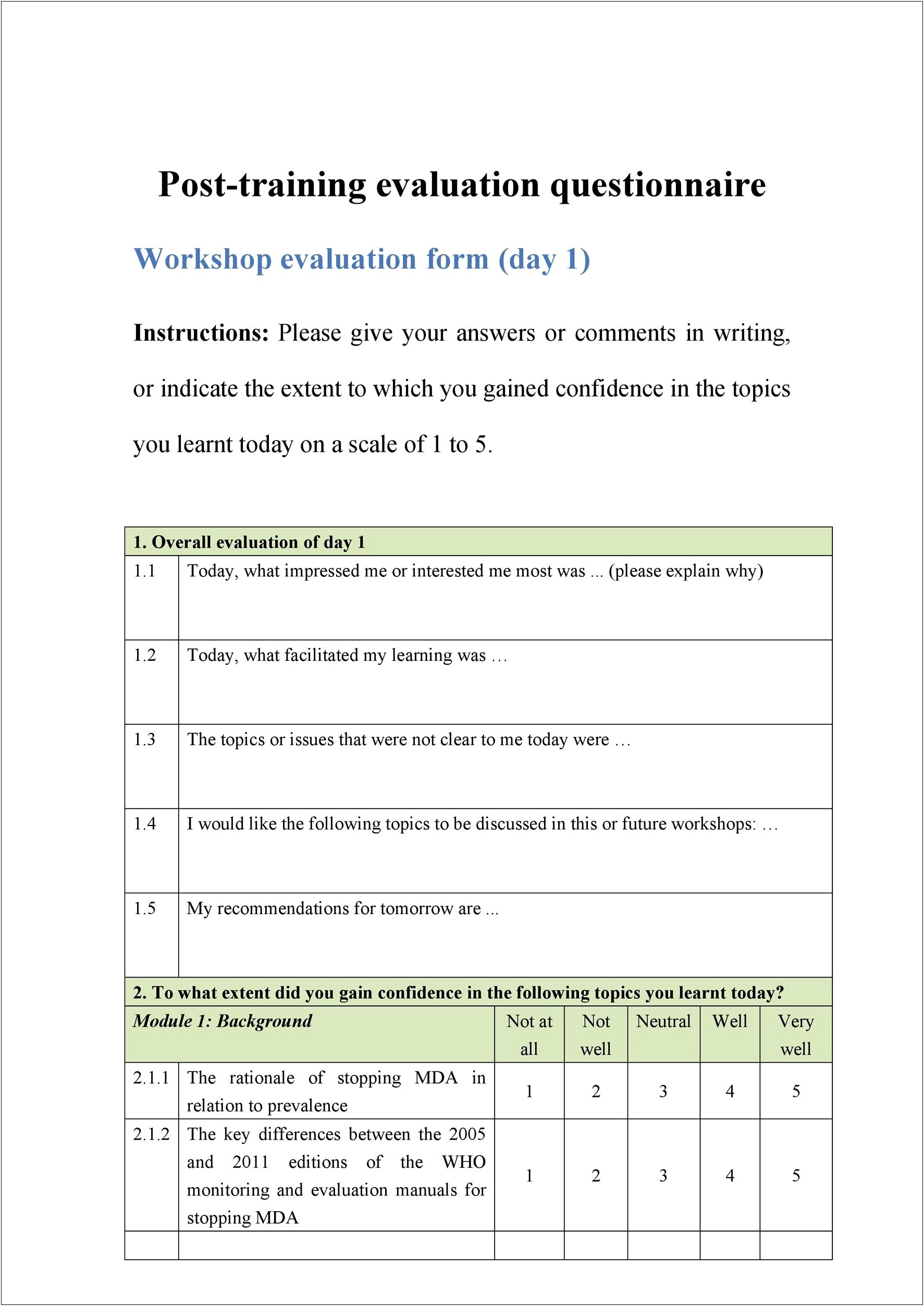Word Template For Questions And Answers