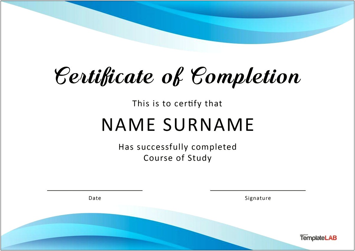 Word Templates For Certificates Of Completion