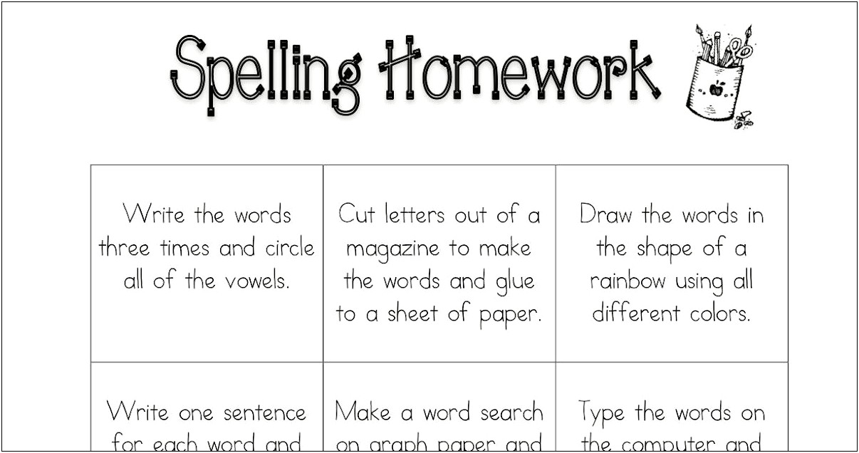 Write Spelling Words Three Times Each Template