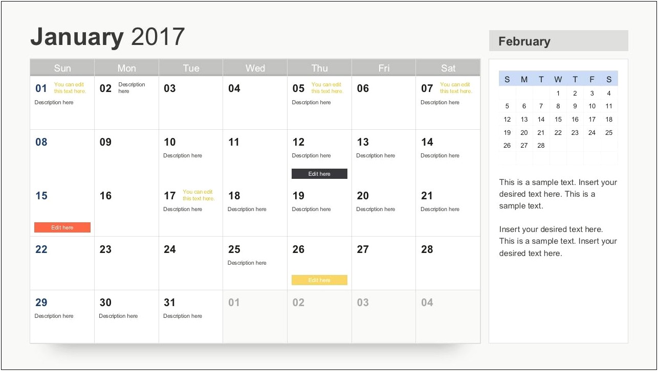 Year Planner 2017 Template Free Download